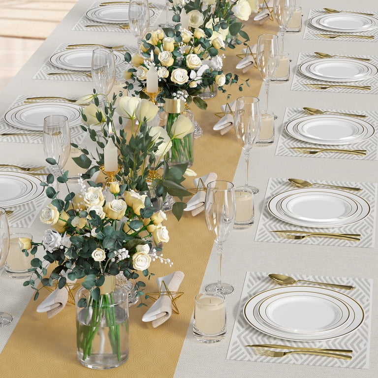 GPED 60-Pack Gold Rimmed Plastic Plates Set photo 7