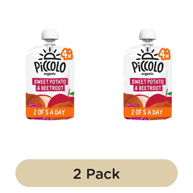 Piccolo Sweet Potato, Apple, Pear & Beetroot Organic Pouch, 4 mths+ 100g, British Import (Pack of 2)