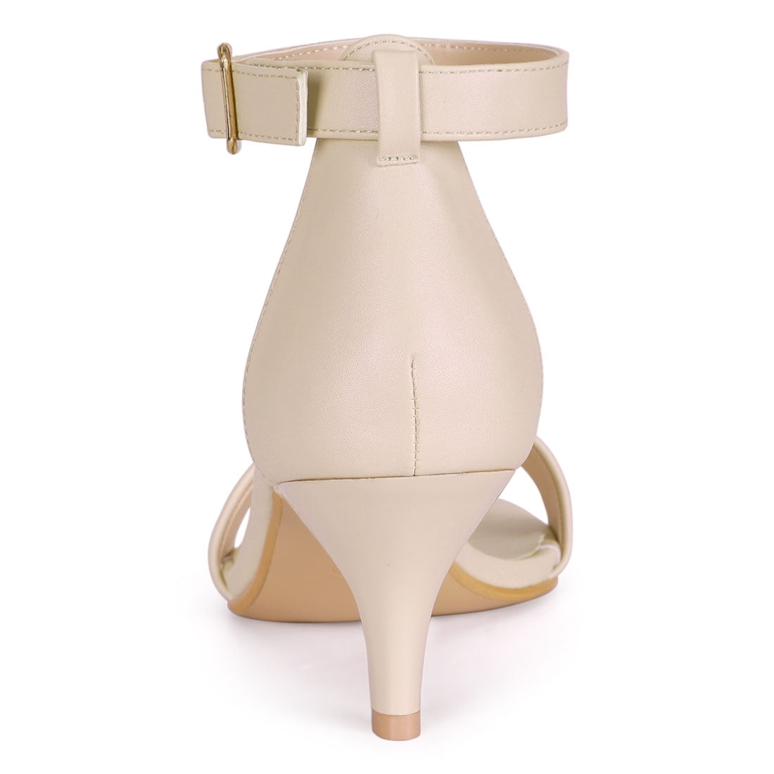 DARING DIVA Stylish Women's Ankle Strap Black Kitten Heel Sandals 8.5 Beige