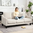 thumbnail image 2 of HOMCOM Canapé 3 Places, Sofa en Tissu de Lin avec Ressorts Ensachés, Beige, 2 of 10