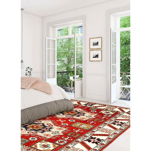 ECARPETGALLERY 100% Wool Traditional Indoor Area Rug for Entrance, Bedroom, Living Room and Dining Room