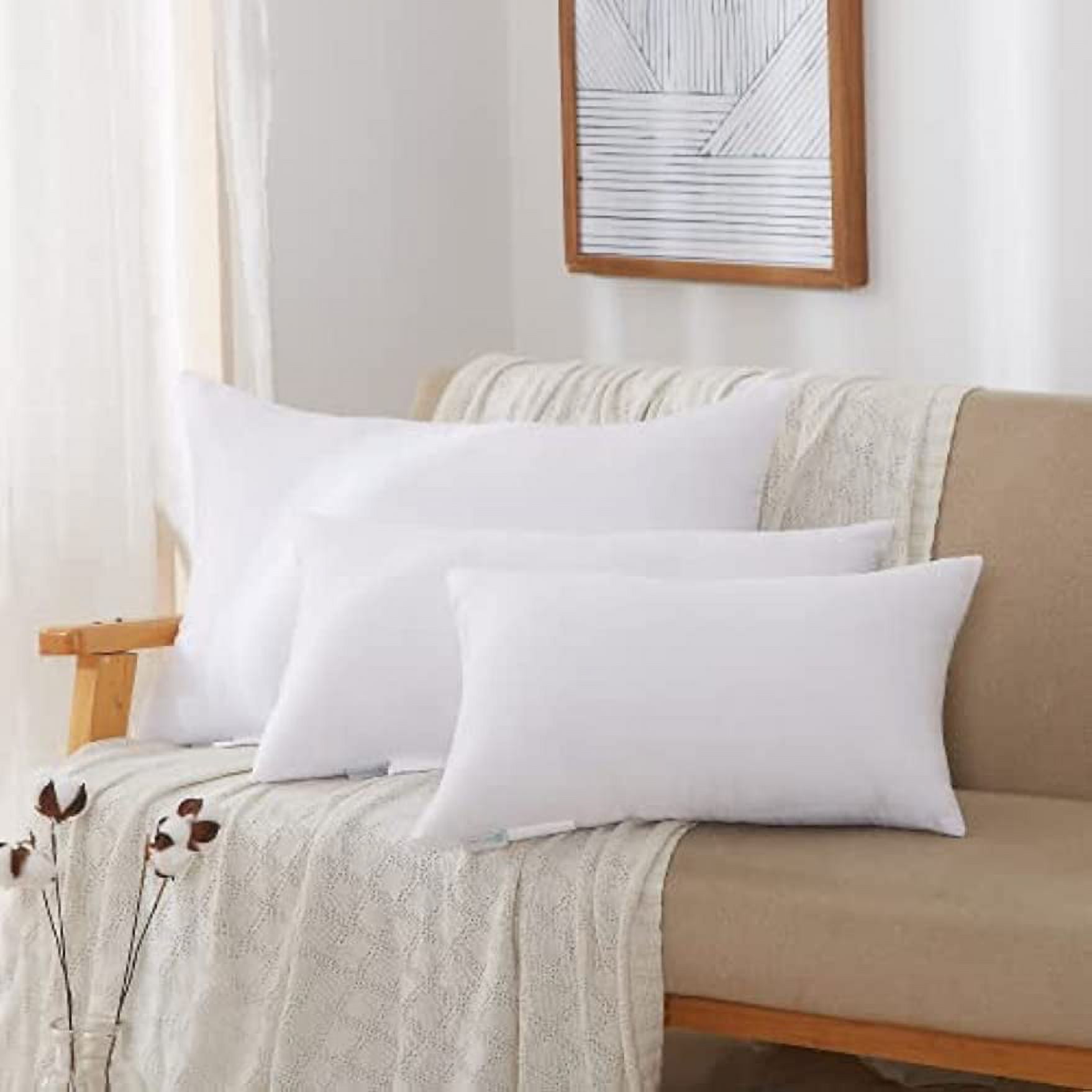 Throw Pillow Stuffer Inserts Decorative Rectangle Premium Sham Forms Cushion for Sofa Couch Chair, 12x24 Inch , White