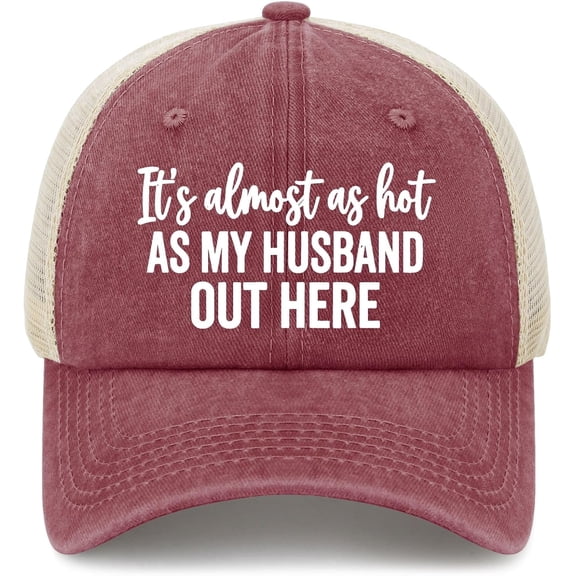 It's Almost As Hot As My Husband Hats for Womens Fashion Washed Distressed Baseball Cap,Deep Rose