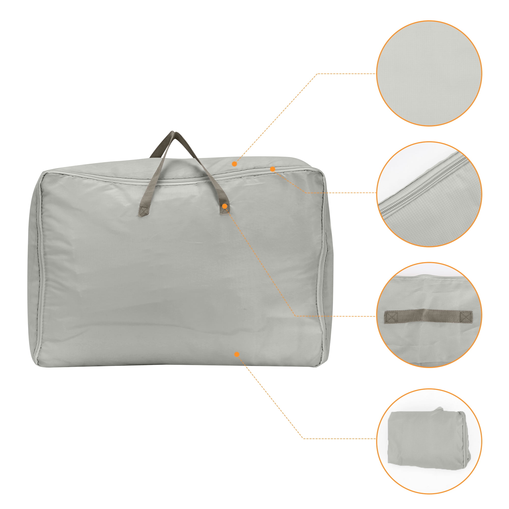 Unique Bargains Foldable Clothes Storage Bags with Handles Grey 27.5in*19.5*12in