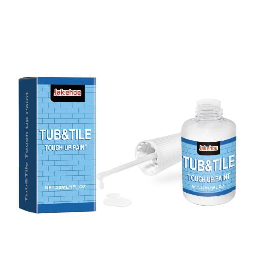 Jakehoe Pintura para Reparar Azulejos y Cerámica, Kit de Acabado de Vinil Acetato para Mármol, Lavabo, Tina y Sanitarios, 30ml, Blanco o Negro para Uso en el Hogar
