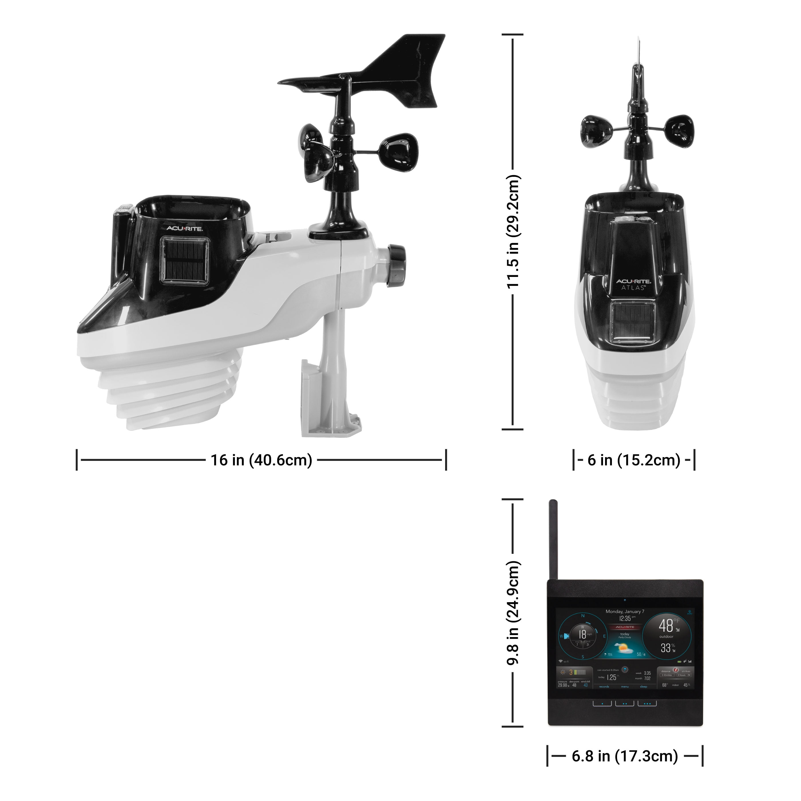 AcuRite Atlas Home Weather Station with Wifi Display, Lightning Detection, Temperature, Humidity Sensor, Rain Gauge, and Wind Speed/Direction (01001M)