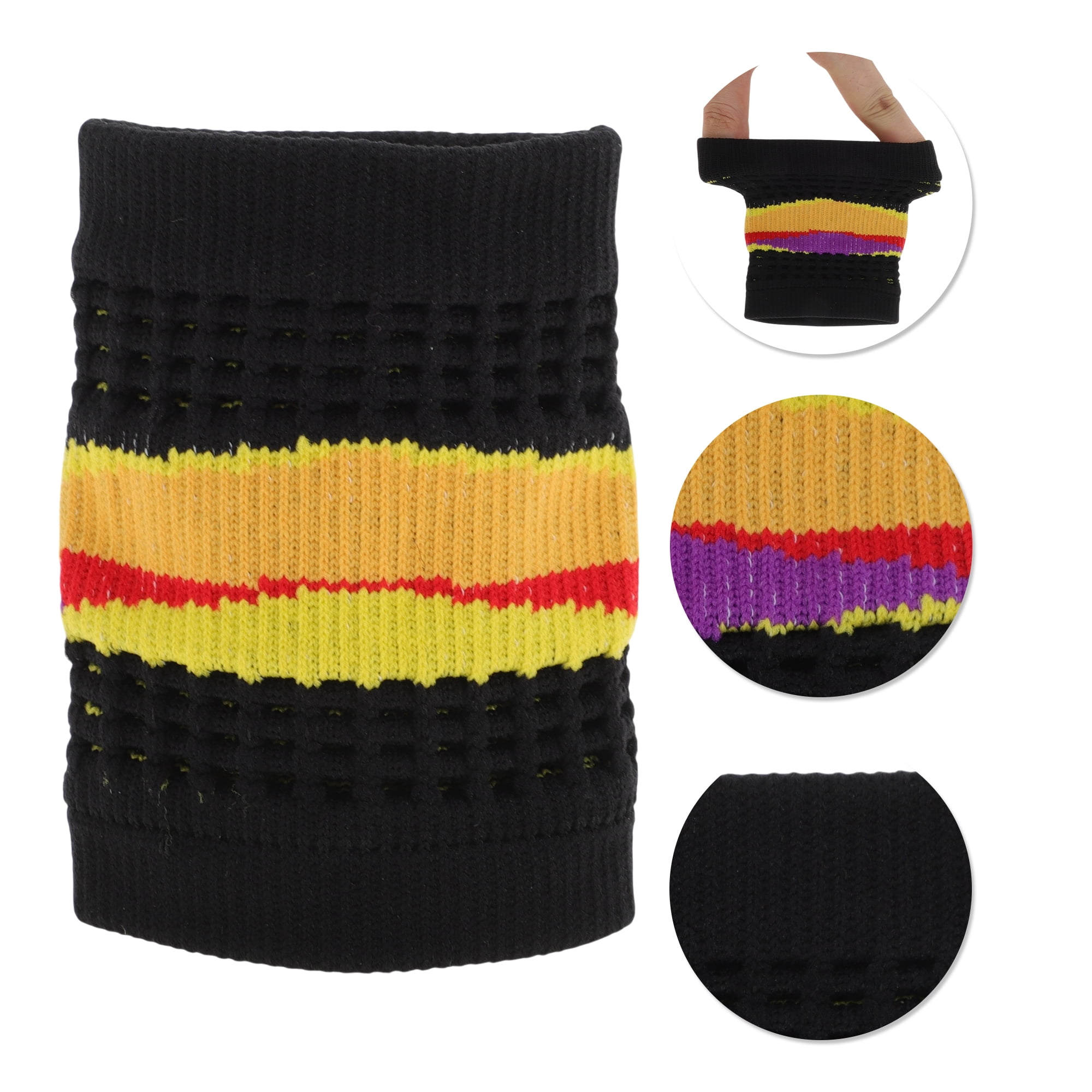 Unique Bargains Durable Perspiration Wicking Wrist Sweatbands 1 Pc Black Yellow