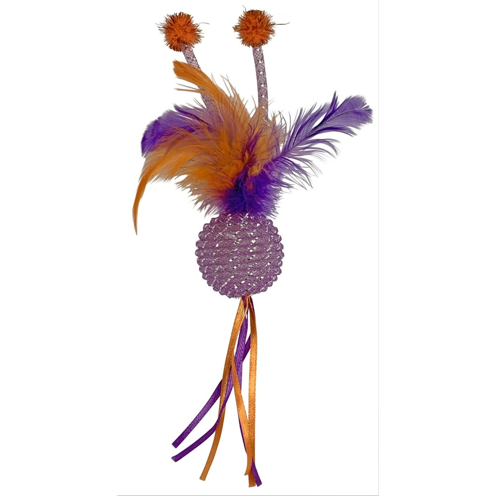 Multipet Mesh Feather Ball Cat Toy, Purple