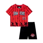 Spiderman Boys Short Sleeve Top and Short Jersey Coat Pajama Set, 2-Piece, Sizes 4-12
