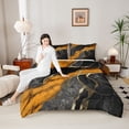 thumbnail image 4 of Homewish Chic Abstarct Ombre Bedding Comforter Set, Black Orange Fashion Marble Twin Comforter Sets, Teens Kids Adult Men Women Reversible Bedding Set, Luxury Bedroom Decor, 2pcs, 4 of 8
