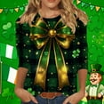 thumbnail image 1 of RKSTN St Patricks Day 3/4 Sleeve Tops for Women Oversized Crewneck St Paddy's Day Lucky Shamrocks Graphic Print T Shirt Womens Casual Solid Plus Size Round Neck Loose Three Quarter Sleeve Shirts, 1 of 6
