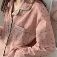 thumbnail image 5 of 2024 ropa de dormir pijamas coreanos mujeres verano lindo corazón estampado pijamas manga larga Pijama conjunto femenino bata cárdigan traje, 5 of 5