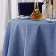thumbnail image 6 of Mebakuk Round Table Cloth Linen Farmhouse Tablecloth Spill-Proof Antiwrinkle and Shrink Proof Tablecloth Decorative Fabric Table Cover for Dining and Outdoor Use (70 inch Round (4-6 Seats) Denim Blue), 6 of 6