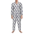 thumbnail image 3 of Kdxio Blue Leaves Men’s Pajama Set Pajamas For Men 2 Piece PJ Set with Men Pajama Pants and Long Sleeve T-Shirt Lounge Set-X-Large, 3 of 7