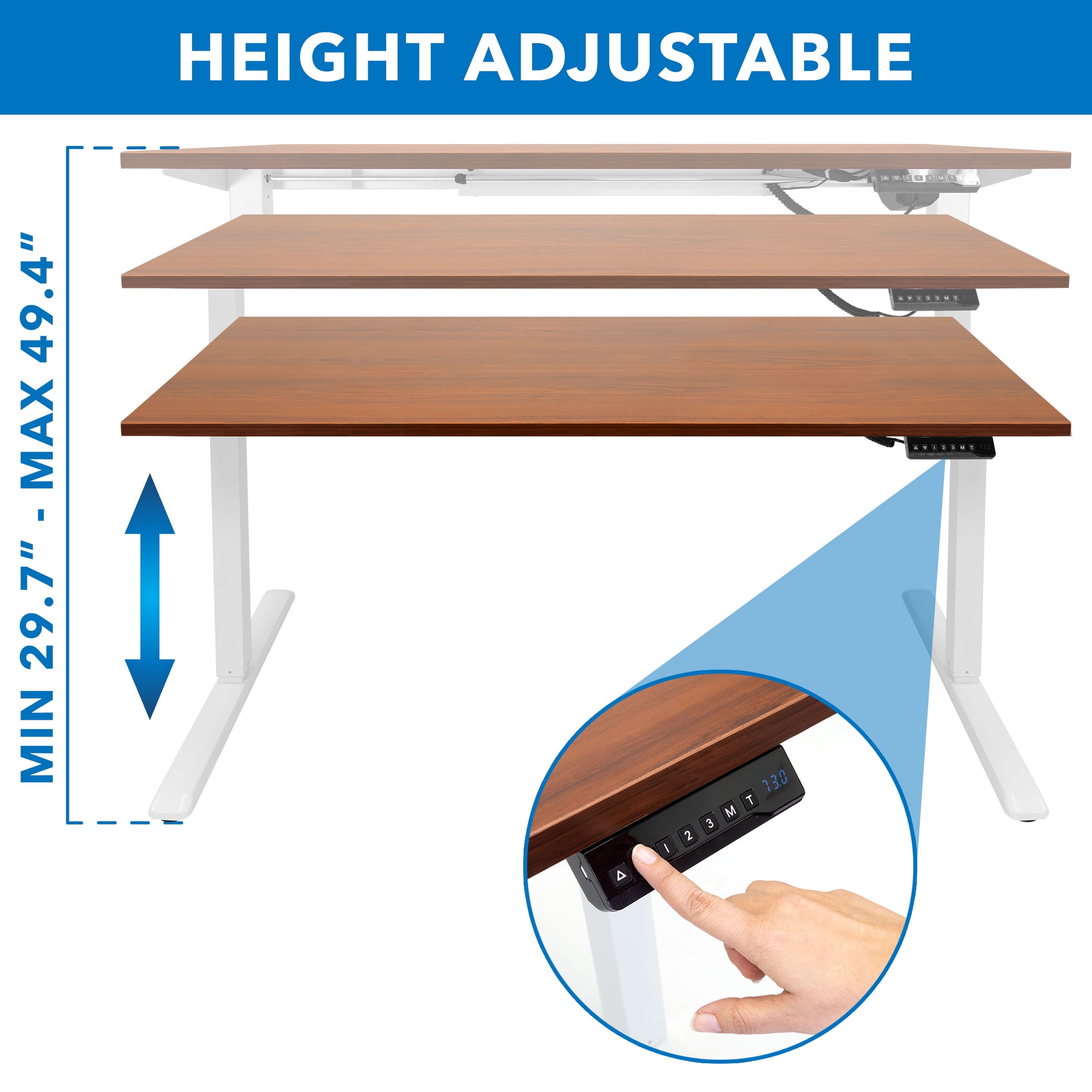 Mount-It! Electric Sit-Stand Desk Frame with Extra-Wide Brown Tabletop