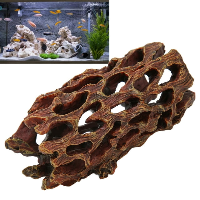 Cueva Del Tronco Del Tanque De Peces, Decoración Del Tronco Del árbol Hueco Del Acuario De Múltiples Agujeros Realista Para Agua Dulce Para Lagartos