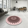 thumbnail image 3 of Ahgly Company Indoor Round Patterned Pink Area Rugs, 4' Round, 3 of 6