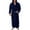 Dark Blue#, variant on Men Soft Coral Fleece Solid Color Pockets Long Bath Robe Home Gown Sleepwear