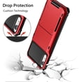 thumbnail image 6 of for iPhone XR Case Card Holder Wallet ID Slot Credit Spring Pocket for Men Women Scratch Resistant Dual Layer Protective Bumper Rugged TPU Rubber Armor Hard Shell Cover for iPhone XR 10R Red, 6 of 15
