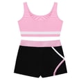 thumbnail image 4 of Fldy Kids Girls 2 Piece Ballet Yoga Workout Tracksuit Sleeveless Dance Crop Top with Shorts Set Pink 12, 4 of 7