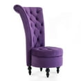 thumbnail image 6 of BELLEZE Vintage Upholstered Velvet Tufted High Back Armless Accent Chair w/ Solid Wooden Leg, Purple, 6 of 7