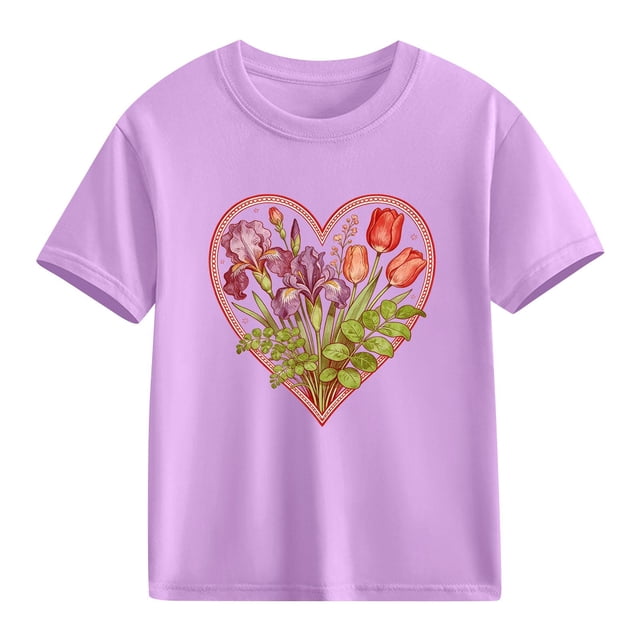 hengsof T-shirt Basique à Manches Courtes et Col Rond pour Enfants