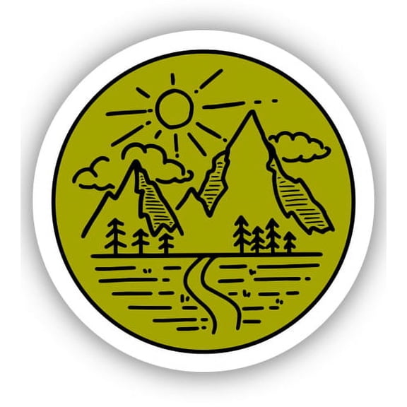 Mountains Circle - 3" Vinyl Sticker - For Car Laptop I-Pad Phone Helmet Hard Hat - Waterproof Decal