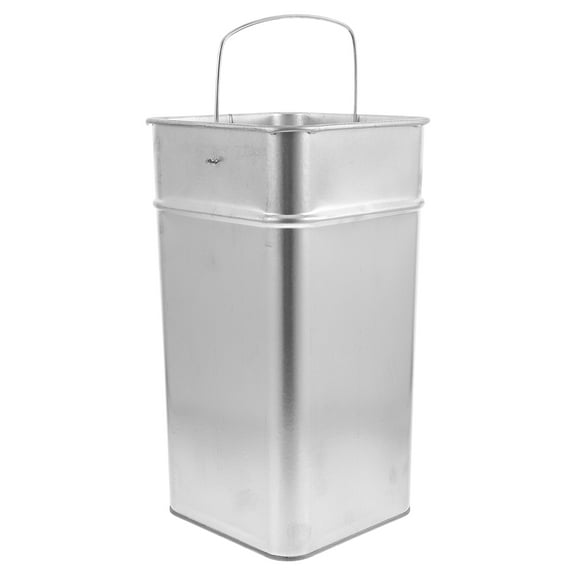 PAMINGONO Garbage Can Outdoor Trash Bin Inside Bucket Metal Silver 1Set