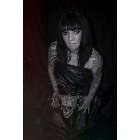 - Canvas Print Model Tattoo Necromancy Girl Black Dress Woman Stretched Canvas 10 x 14