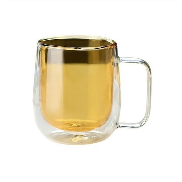 Tazas de café de vidrio de doble pared con asa, 250 ml (8,8 oz), de vidrio borosilicato de color for bebidas frías y calientes, capuchino, latte y té.
