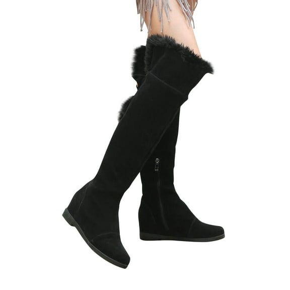 POROPL Knee High Boots for Women Winter Fleece Flatknight Shoes,Boots for Women Size 4.5