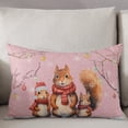thumbnail image 3 of Christmas Squirrels Throw Pillow Cover,Winter Snowflake Tree Branch Pink Xmas Rectangle Decorative Pillow Case Protector Soft Cushion Cover Lumbar Pillowcase for Couch Sofa Bedroom Decor 20x36 Inch, 3 of 8