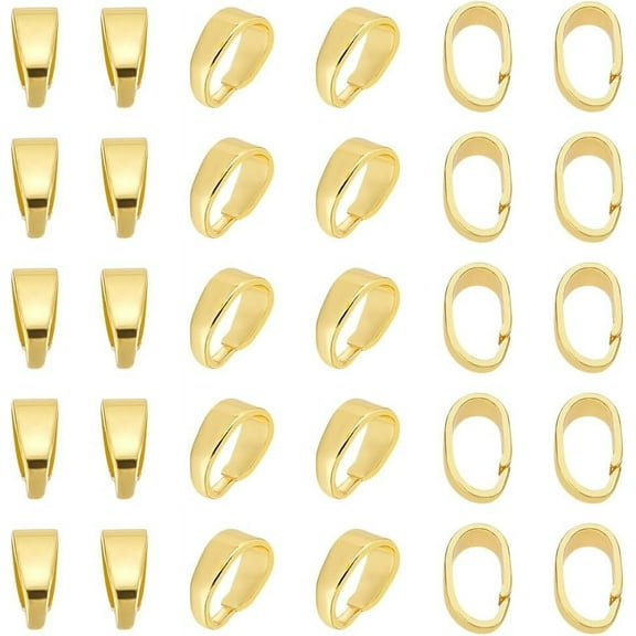 1 Set Brass Snap on Pendant Bails Real 18K Gold Plated 6x2.5x4mm 30pcs