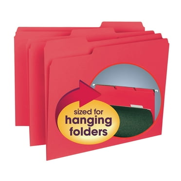 Smead Interior Hanging Folders 1/3 Cut-Tabs Red 100/BX Letter (10267)