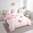 thumbnail image 3 of Manfei Cute Butterflies 7-Piece Twin Bedding Sets,Cherry Blossom Bedding Comforter Set,Light Pink Sheet Sets For Princess,Super Cozy Room Decor Reversible, 3 of 8