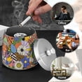 thumbnail image 4 of Yayeee Ashtray with Lid for Cigarette Smokeless Stainless Steel Home Ash Holder, Blue Floral, 4 of 7