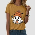 thumbnail image 2 of enyan Halloween Autumn Shirts for Women Oversize T-Shirt for Women Cute Spooky Graphic Shirt Spooky Season Ghost Tee Tops Yellow,XXL, 2 of 5
