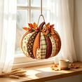 thumbnail image 3 of 1 Piece Pumpkin Shaped Wooden Hanging Sign, 2D Single Side Printed Pendant, Rustic Wall Door Decor for Halloween Thanksgiving Fall Holiday Home Party Decoration, 3 of 7