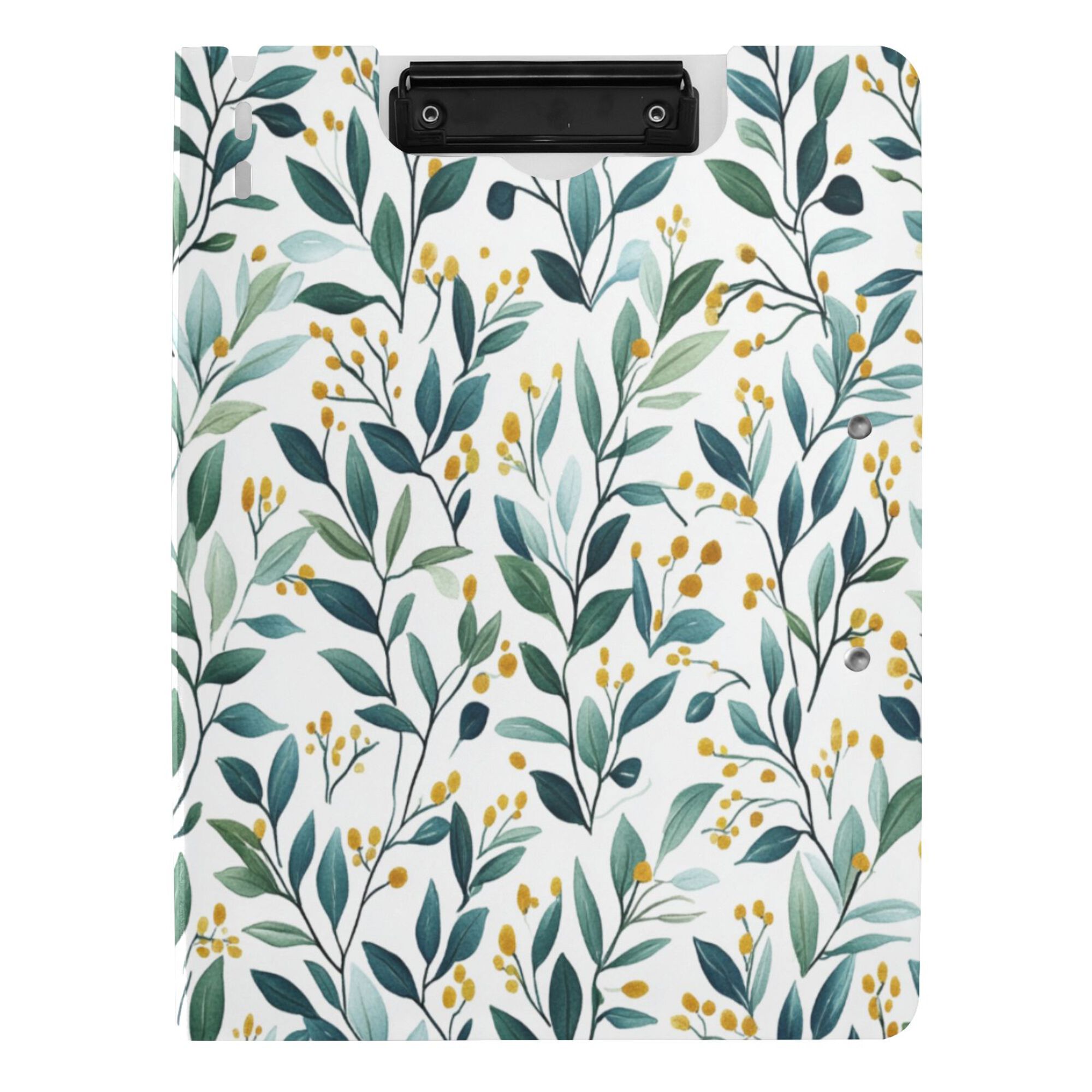 FORMRS A4 Clipboard Folder with Pen Holder Horizontal Foldable School Office Binder, Darker Leafy Pattern