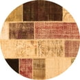 thumbnail image 1 of Ahgly Company Indoor Round Patchwork Orange Transitional Area Rugs, 3' Round, 1 of 1