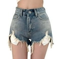 thumbnail image 3 of ClodeEU Women's High Waisted Vintage Washed Denim Shorts, Relaxed Loose Fit Casual Jean Shorts Light Blue,Womens Plus M, 3 of 5