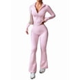 thumbnail image 2 of Women'S Y2K Athletic Yoga Pants Long Sleeve Jacket Two Piece Set Streetwear Casual Outfit Pink S, 2 of 9