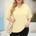 thumbnail image 2 of T-shirt Décontracté Col en V Coupe Ample pour Femmes Manches Courtes Confortables, 2 of 4