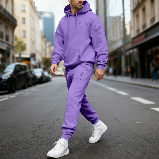 Ceisia Men's Loose Fit Hooded Sweatshirt & Jogger Pants Set | Casual Warm Two-Piece Tracksuit Gifts