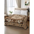 thumbnail image 2 of Brown Boho Twim XL Size Flat Sheet, Wrinkleproof & Fadeproof Cooling Flat Bed Sheet Only, Retro Western Rustic Ethnic Tribal Patterns Breathable Soft Bedding Top Sheets 66 x 102 Inches, 2 of 8