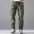 thumbnail image 4 of BVnarty Men's Solid Multi Zipper Pocket Sports Pants Elastic Waist Inner Drawstring Functional Pockets Long Trousers for Outdoor Athletic Activity Green L, 4 of 9
