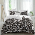 thumbnail image 2 of Black White Floral Duvet Cover Set, Farmhouse Vintage Botanical Leaves Soft Duvet Cover California King Bedding Set 4 Pieces, 1 Quiltcover and 2 Pillowcases with Zipper, 1 Bed Sheet for All Seasons, 2 of 9