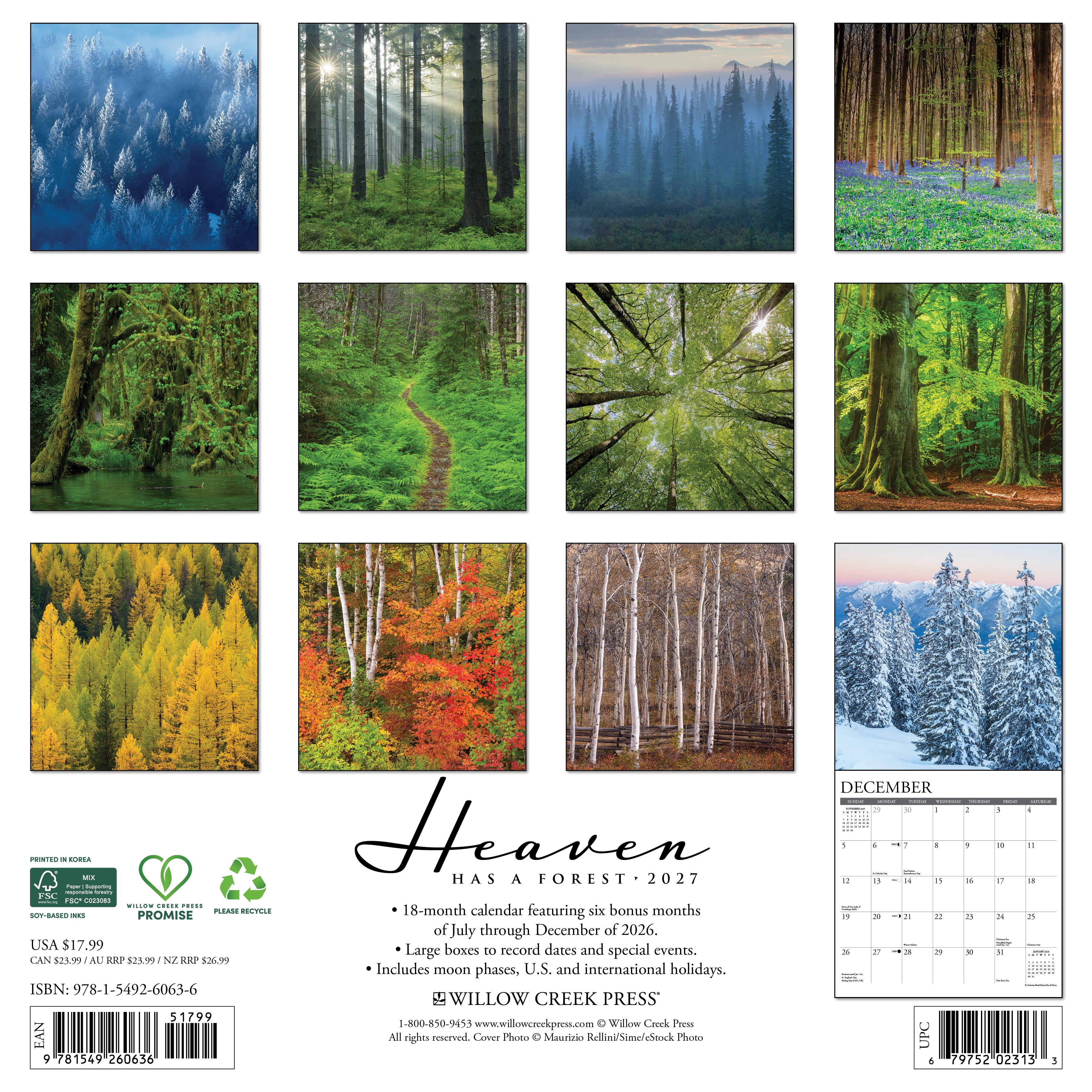 Willow Creek Press, Heaven Has a Forest 2027 Wall Calendar