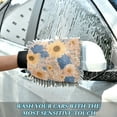 thumbnail image 6 of Microfiber Car Wash Gloves With Chenille & Polyester Terry Scratch-Free Cleaning Elastic Cuffs Pastel Peach and Blue Floral, 6 of 8