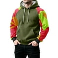 thumbnail image 5 of Men’s Long Sleeve Pullover Hoodie with Camouflage Pattern Raglan Sleeves and Adjustable Drawstring Hooded Sweatshirt Green 3XL, 5 of 5